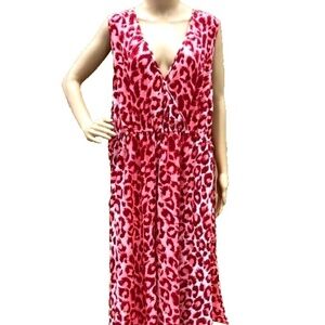 NWT Kate Spade Soft Coral Sleeveless V Neck Panthera Tie Waist Jumpsuit  - XL